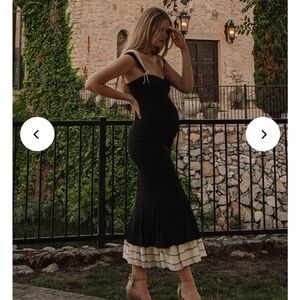 Black Maxi Sundress with Cream Ruffle Hem